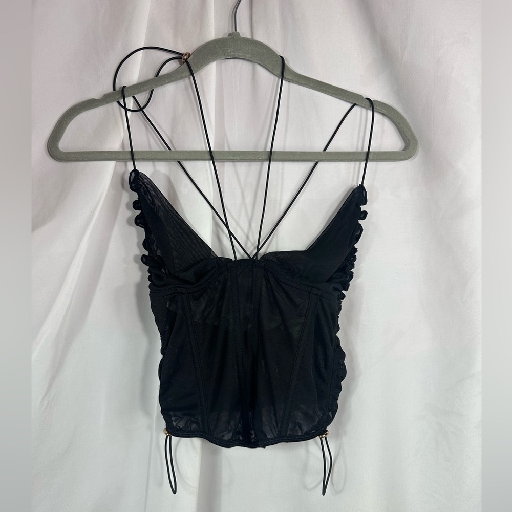My Boo black corset mesh halter top size S